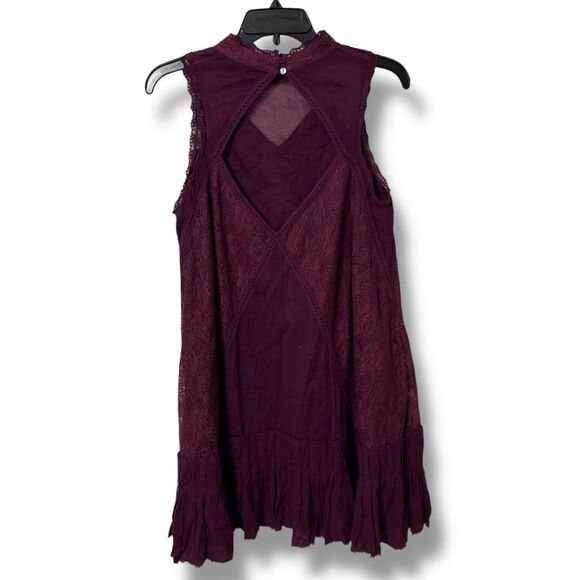 Free People Angel Lace Burgundy Mini Dress Size SP - Picture 3 of 8